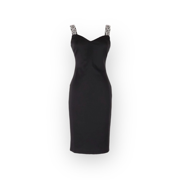 new Ted Baker ❃ Crystal Embellished Strap Midi Cocktail Dress ❃ Black Small 4 6 - Picture 4 of 15